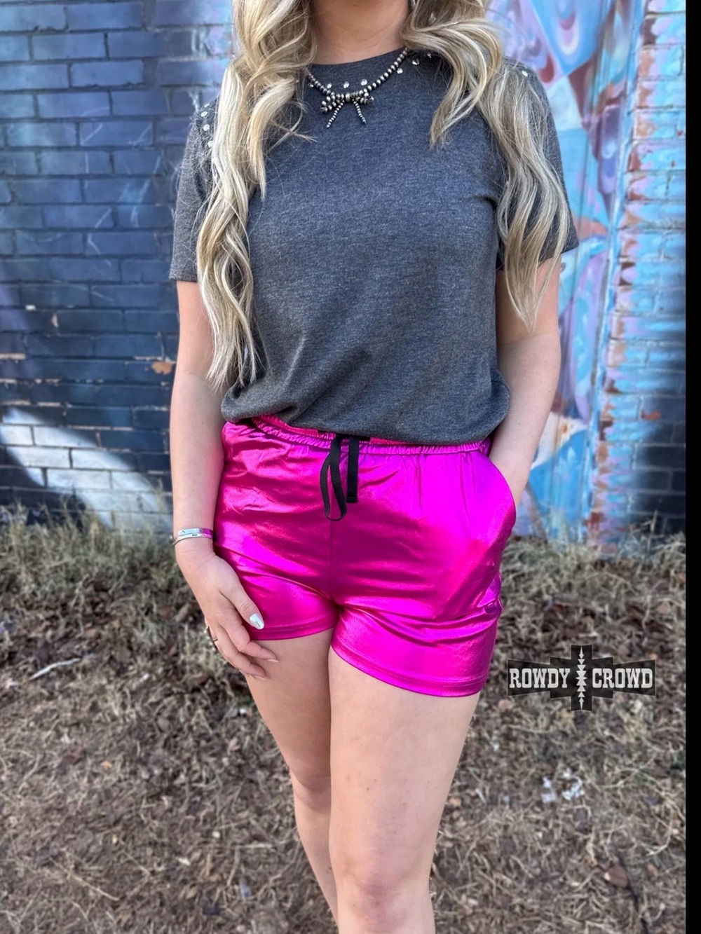 Rowdy Crowd Women's Hot Pink Drawstring Shorts